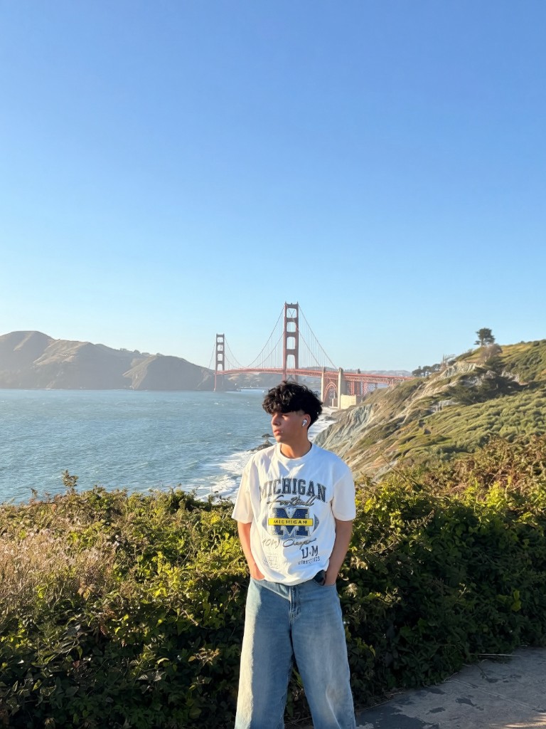arav in front of the golden gate bridge in san francisco